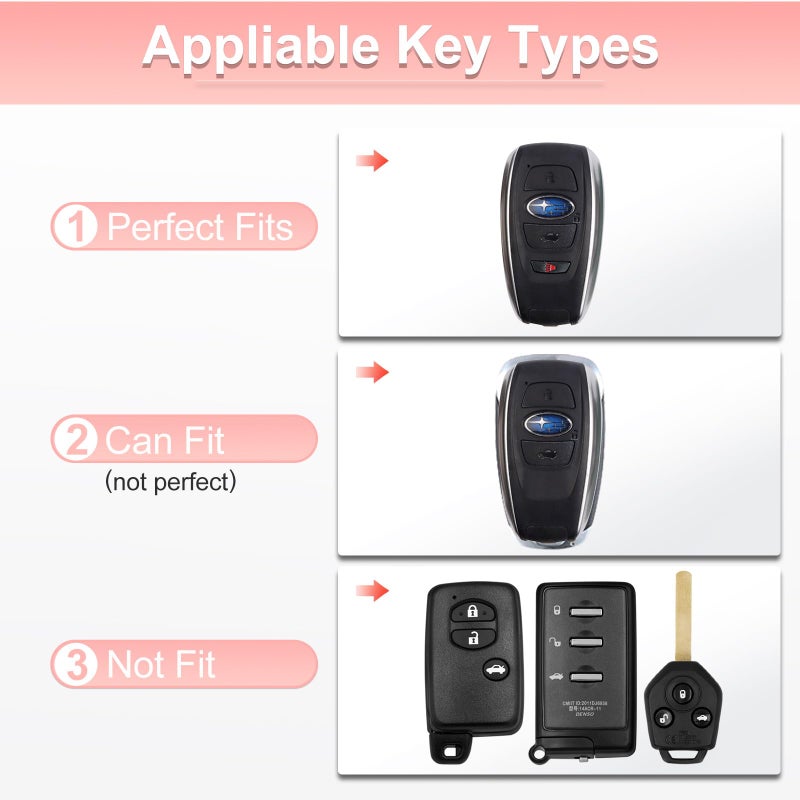 Pangpai Pink Car Accessories 3 Pcs for subaru Ascent BRZ Crosstrek Forester Impreza Legacy Outback WRX STI Key Fob Cover with Bling Keychain Cute Push to Start Button Cover - Image 2